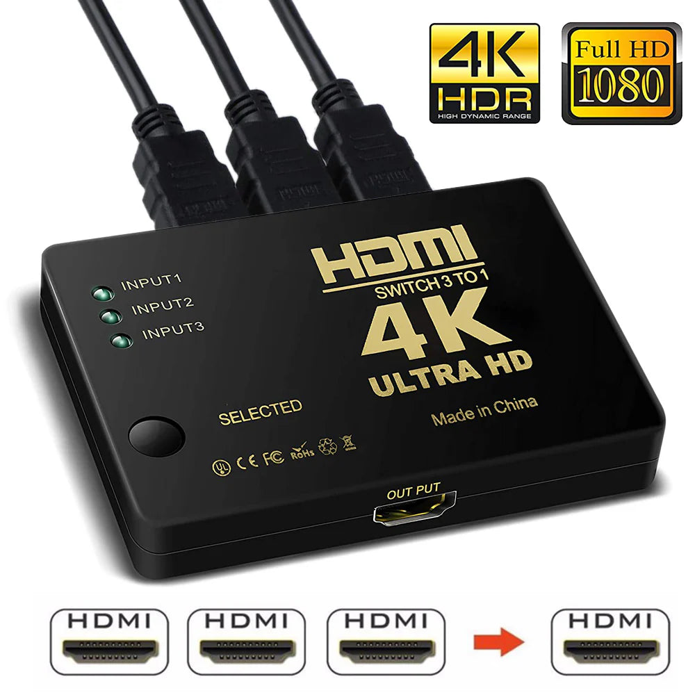 SP- HDMI SWITCH 3 PORT WITH REMOTE- 1080P