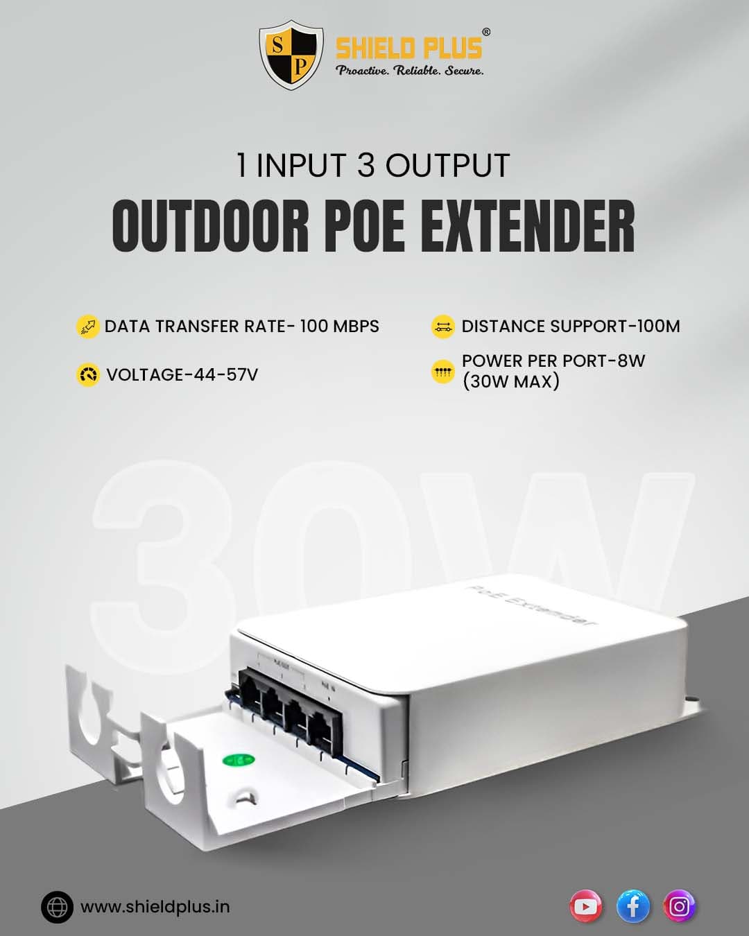 SP-OUTDOOR POE EXTENDER 1 INPUT 3 OUTPUT