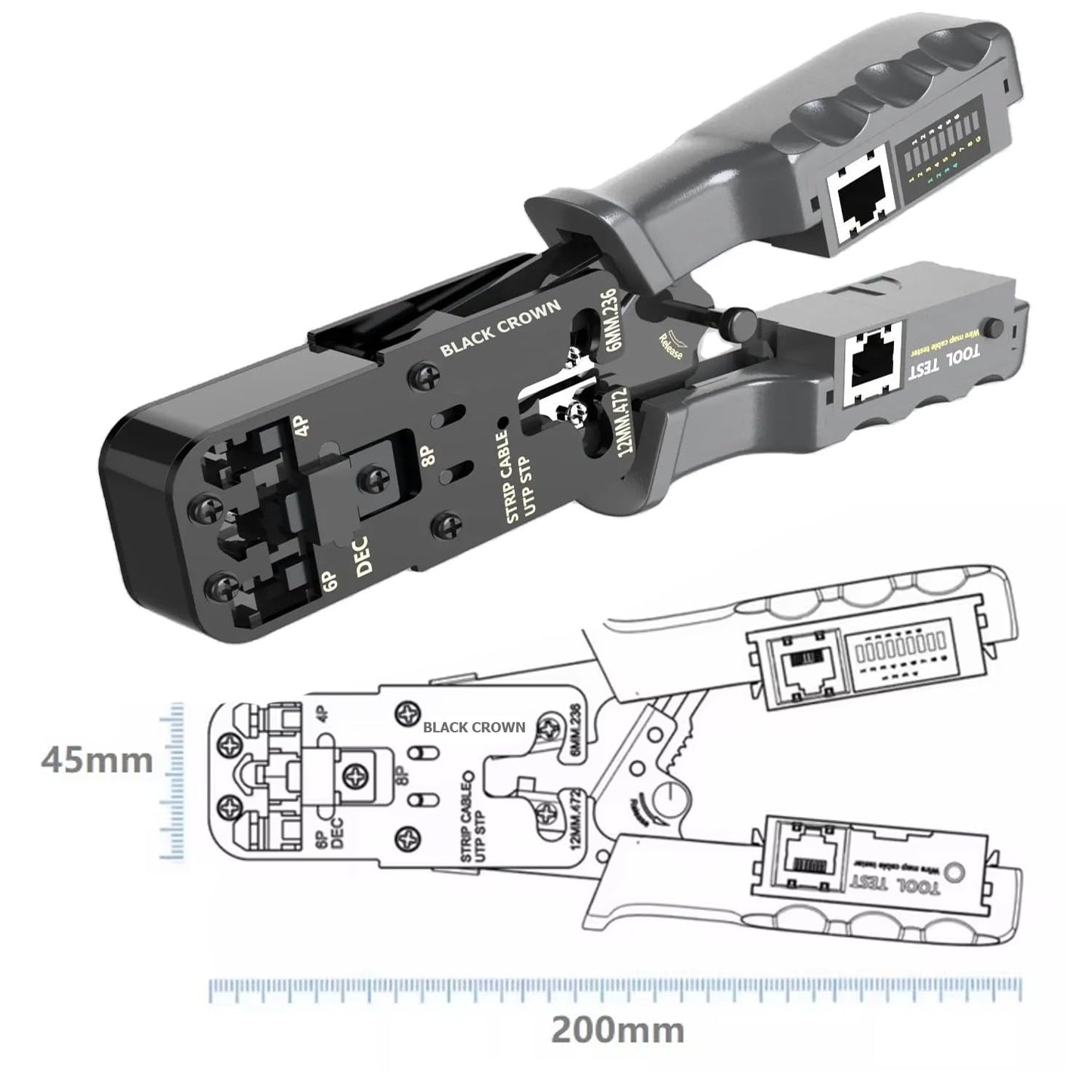 SP-SC001- CRIMPING TOOL WITH INBUILT LAN TESTER FOR RJ-45, RJ12 ( 6P & 8P)
