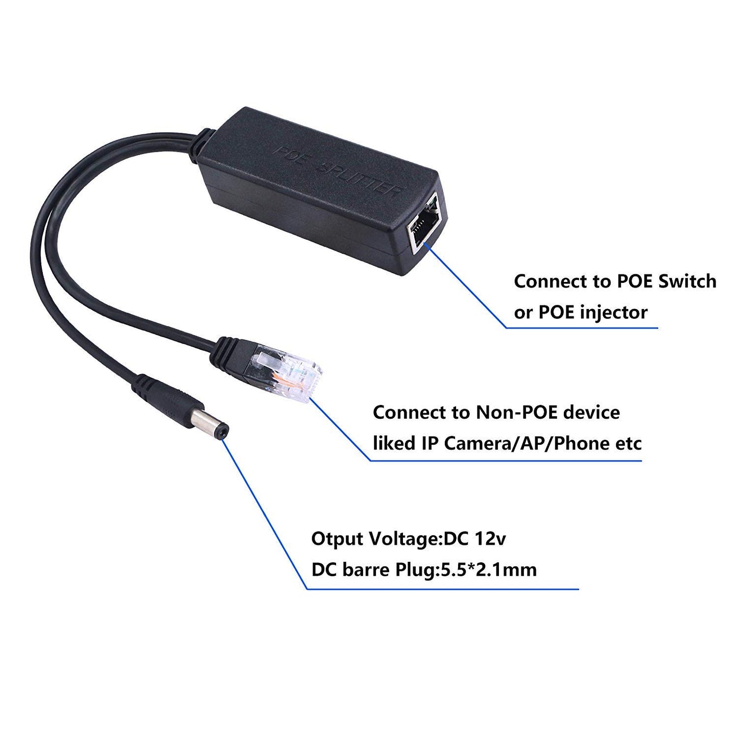 SP- 48V To 12V POE SPLITTER CABLE