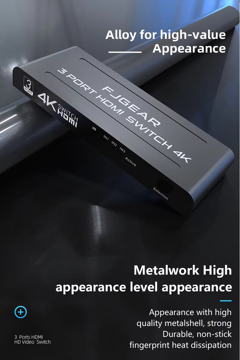 SP- HDMI SWITCH 3 PORT WITH REMOTE -4K -30 Hz