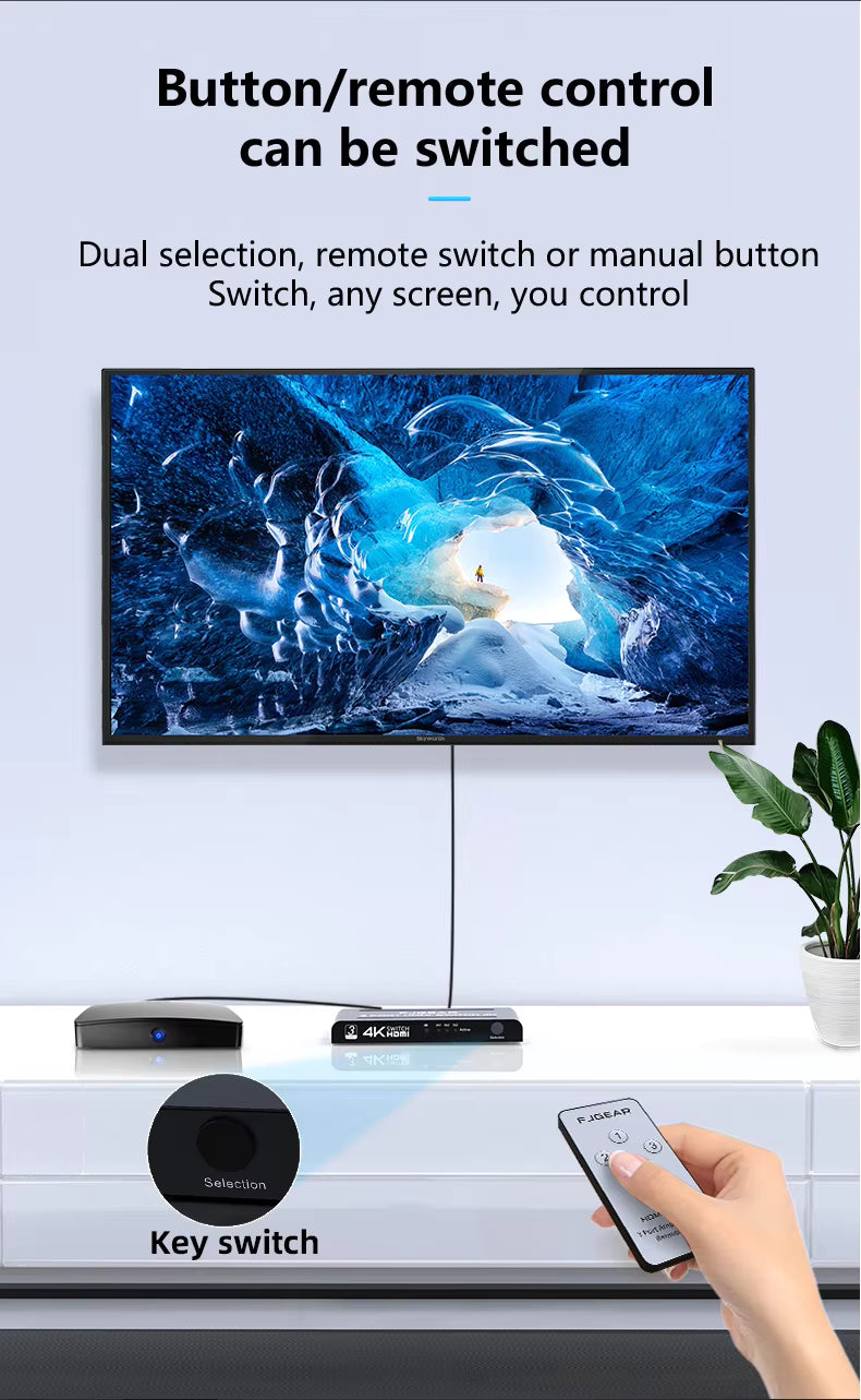 SP- HDMI SWITCH 3 PORT WITH REMOTE -4K -30 Hz