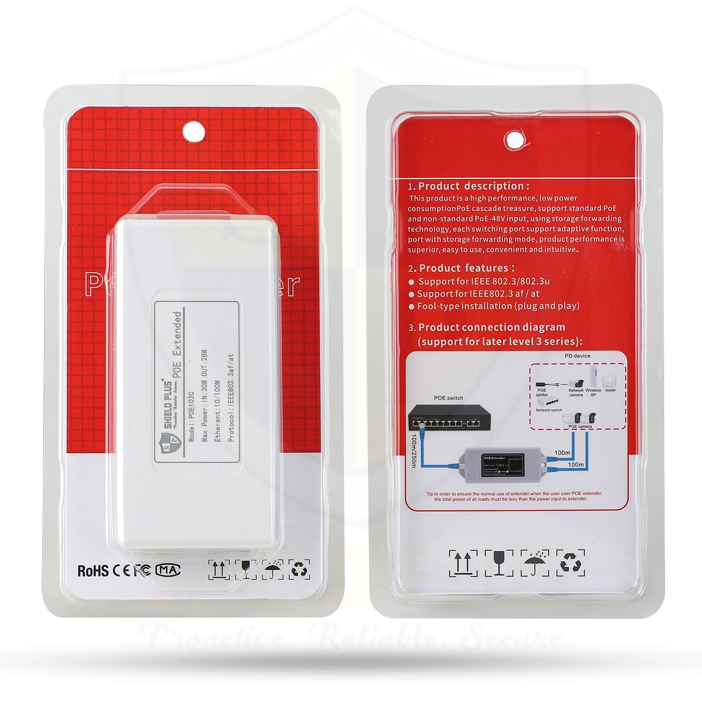 SP- INDOOR POE EXTENDER 1 INPUT 2 OUTPUT (100 MBPS)