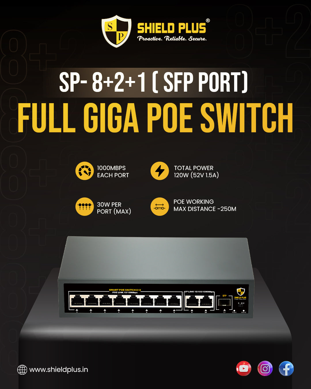 SP-8+2+1 FULL GIGA POE SWITCH -120W