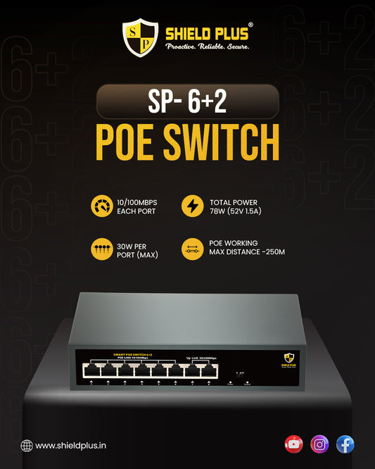 SP-6+2 POE SWITCH-78W (100 MBPS)