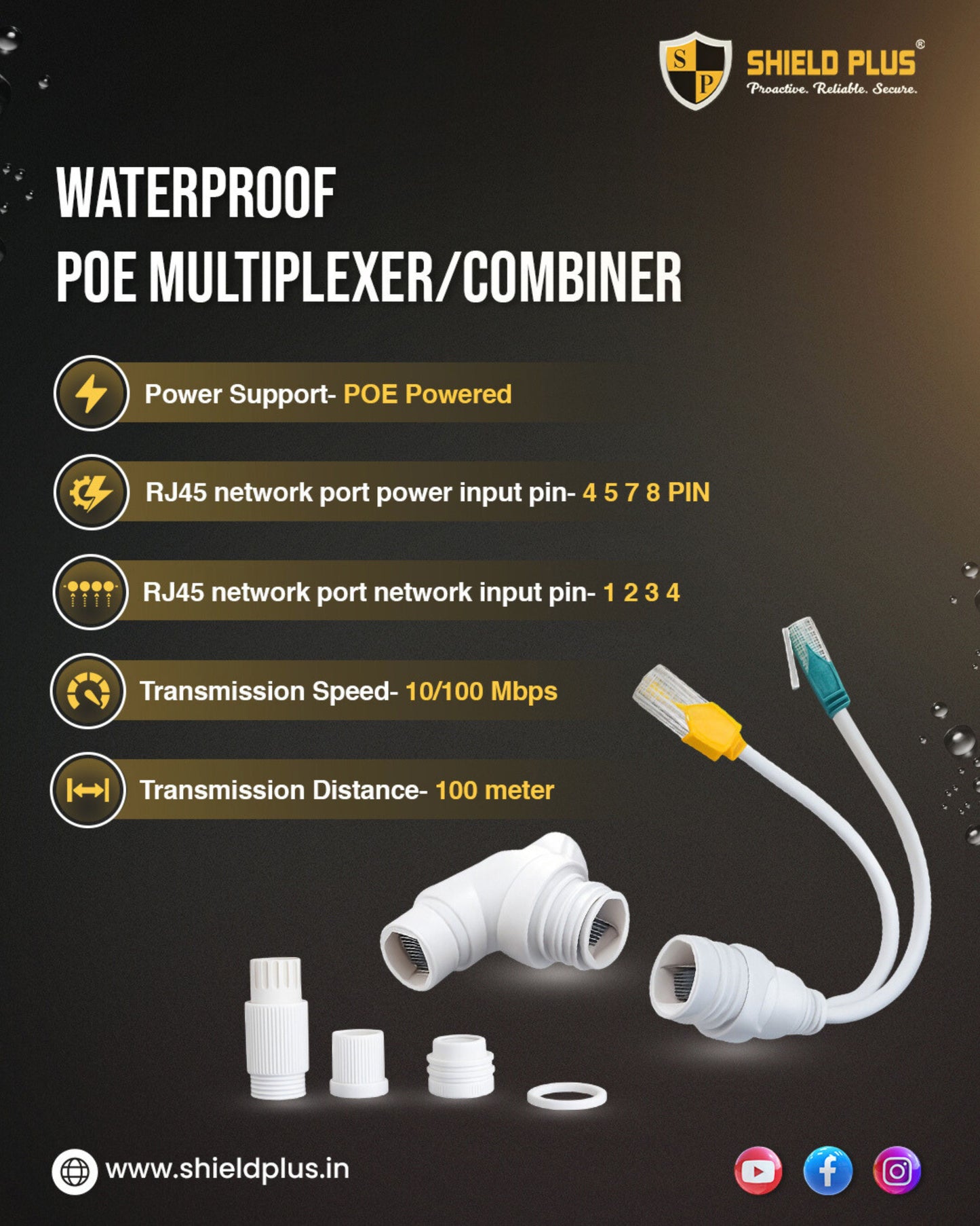 SP- WATERPROOF POE MULTIPLEXER/ COMBINER