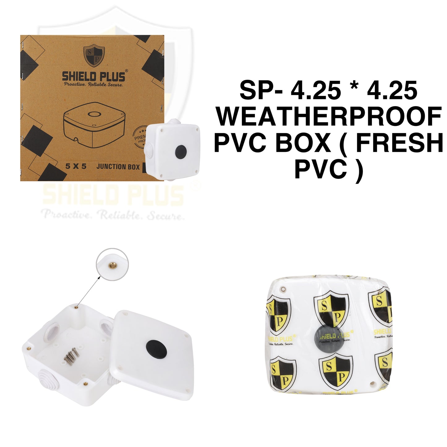 SP-4.25*4.25 WEATHERPROOF PVC JUNCTION BOX WITH BRASS STUD