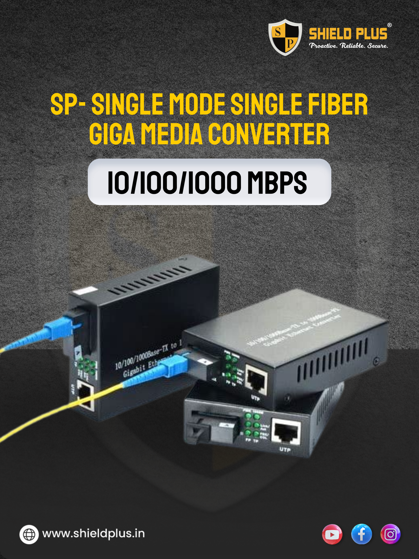 SP- SINGLE MODE SINGLE FIBER GIGA MEDIA CONVERTER- 10/100/1000 MBPS