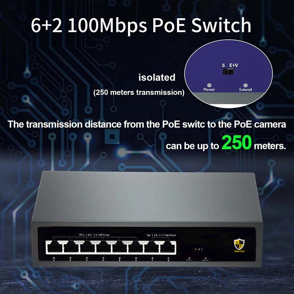 SP-6+2 POE SWITCH-78W (100 MBPS)