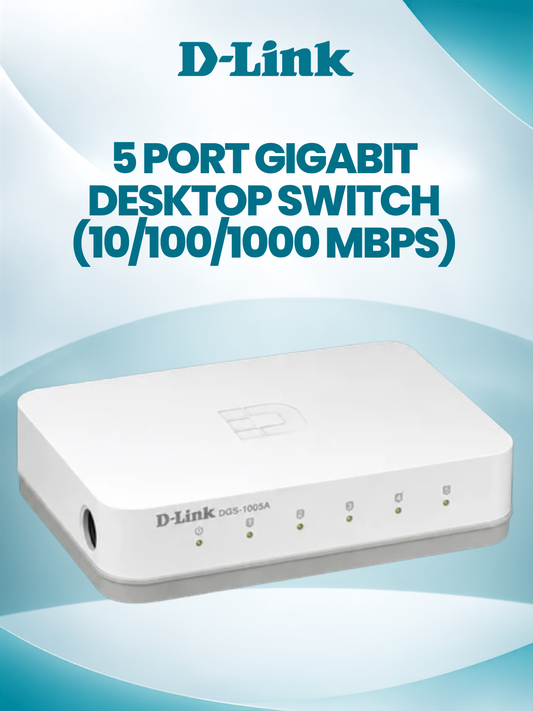 D-LINK 5 PORT GIGABIT DESKTOP SWITCH (10/100/1000 MBPS)-DGS-1005A