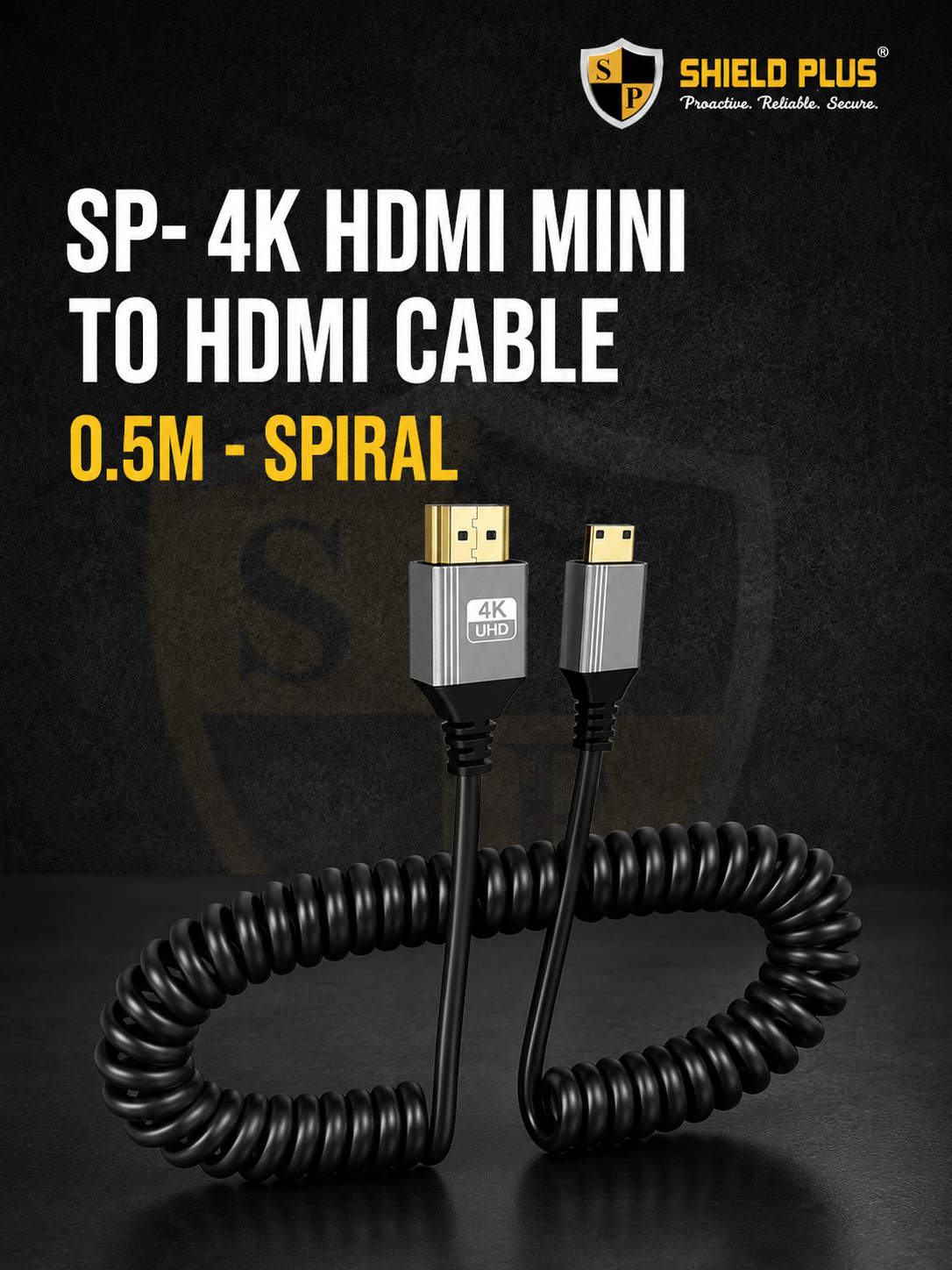 SP- 4K HDMI MINI TO HDMI CABLE 0.5M -SPIRAL