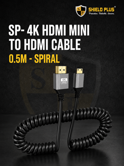 SP- 4K HDMI MINI TO HDMI CABLE 0.5M -SPIRAL