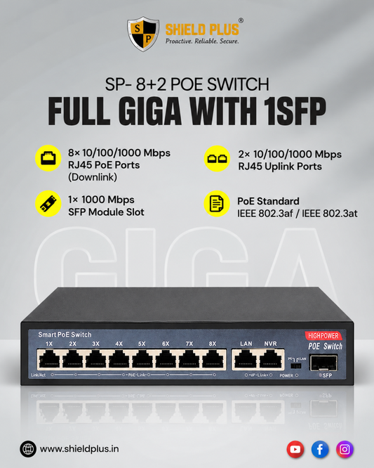 SP- 8+2 POE SWITCH - 96W (100 MBPS)