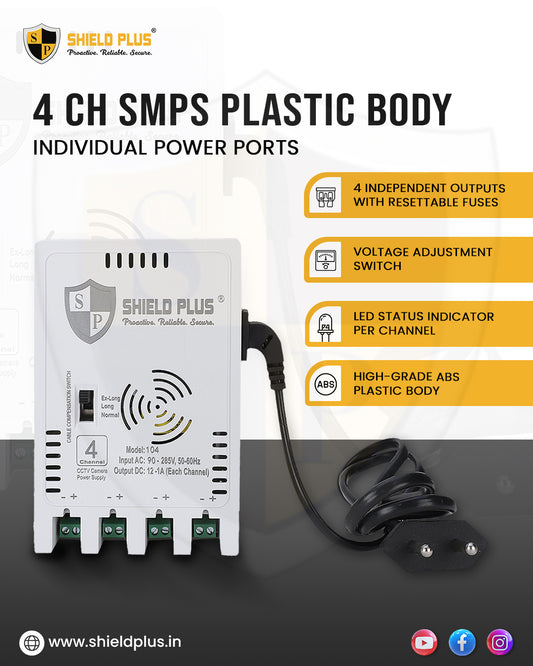 SP - 4 CH SMPS PLASTIC BODY ( INDIVIDUAL POWER PORTS )