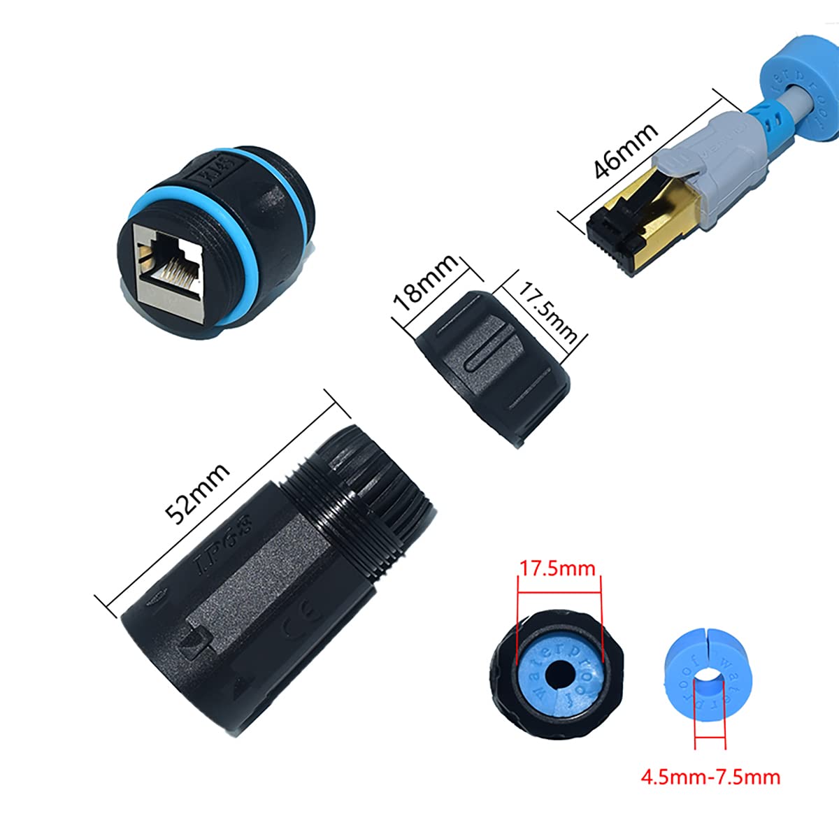 SP- IP68 WATERPROOF RJ45 COUPLER GIGABIT