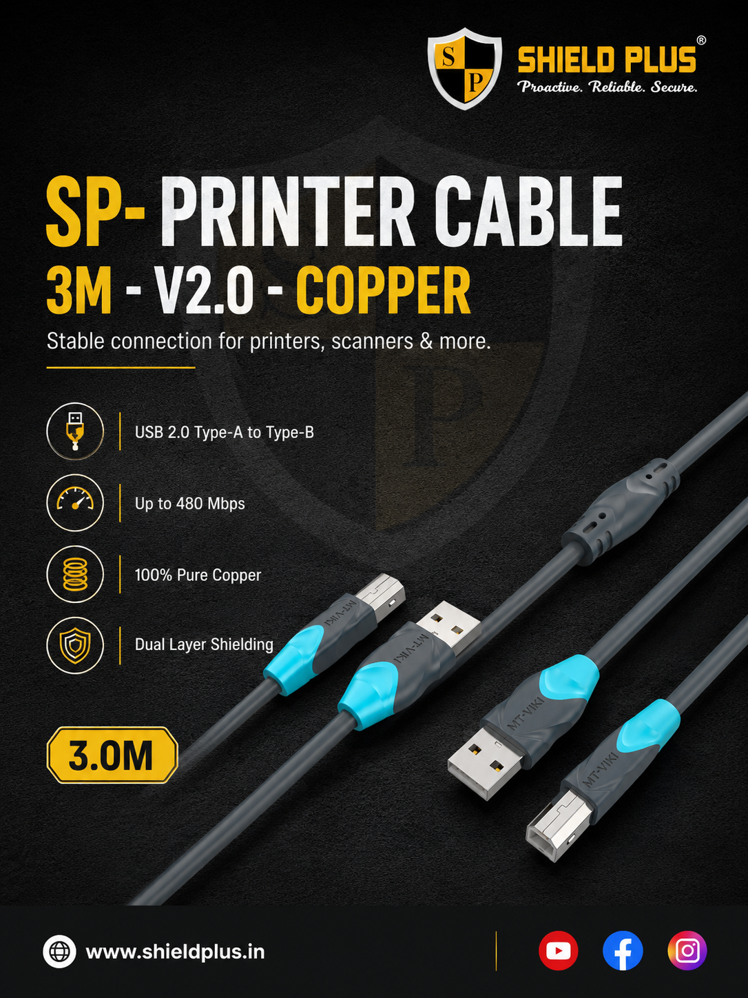 SP- PRINTER CABLE 3M -V2.0 -COPPER