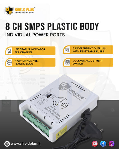 SP- 8 CH SMPS PLASTIC BODY ( INDIVIDUAL POWER PORTS )
