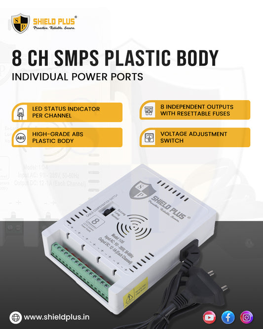 SP- 8 CH SMPS PLASTIC BODY ( INDIVIDUAL POWER PORTS )