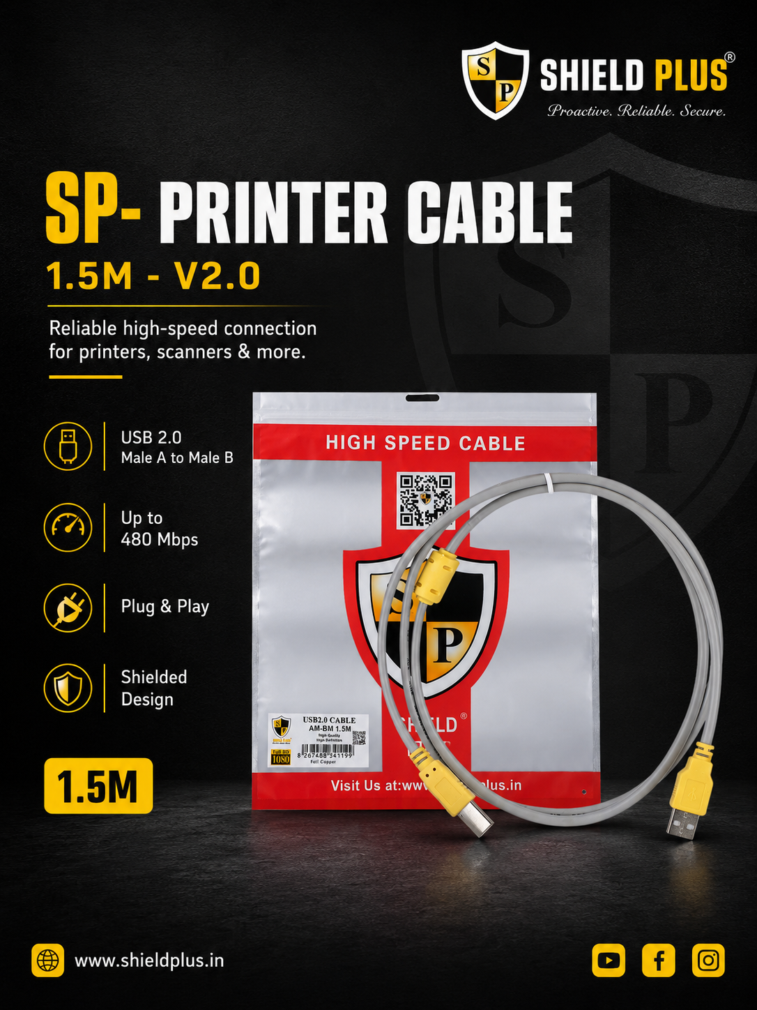 SP- USB PRINTER CABLE 1.5M -V2.0 -STD SERIES
