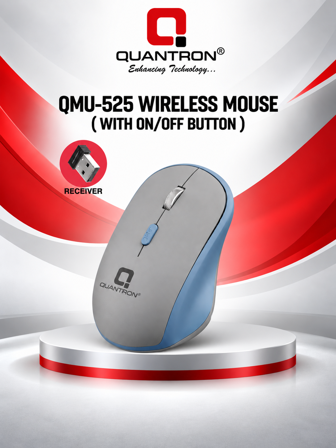 QMU-525 WIRELESS MOUSE ( WITH ON/OFF BUTTON)