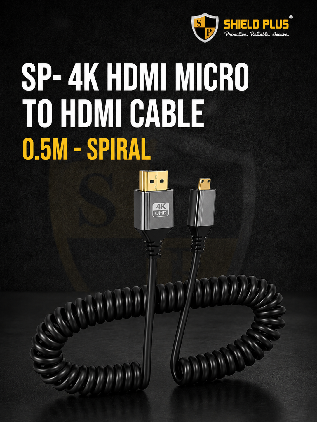 SP- 4K HDMI MICRO TO HDMI CABLE 0.5M -SPIRAL