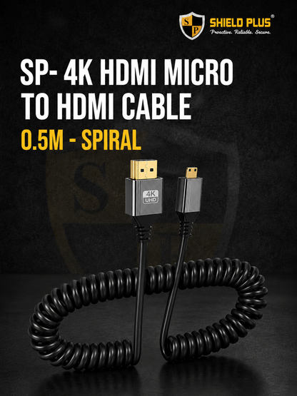 SP- 4K HDMI MICRO TO HDMI CABLE 0.5M -SPIRAL