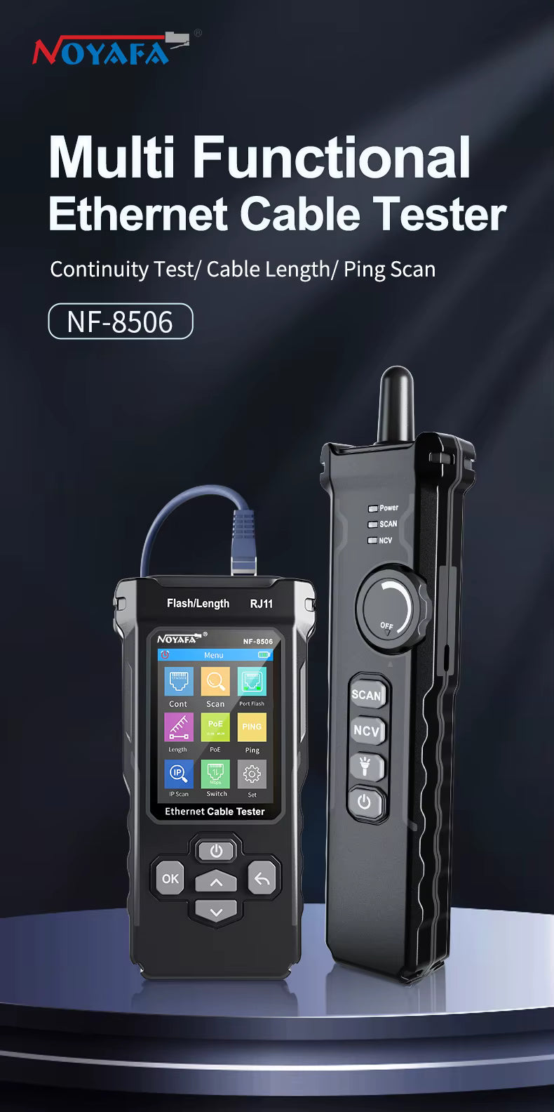 SP- 8506 NETWORK CABLE TESTER WITH IP,POE & WIRE TRACKING