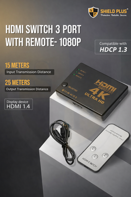 SP- HDMI SWITCH 3 PORT WITH REMOTE- 1080P