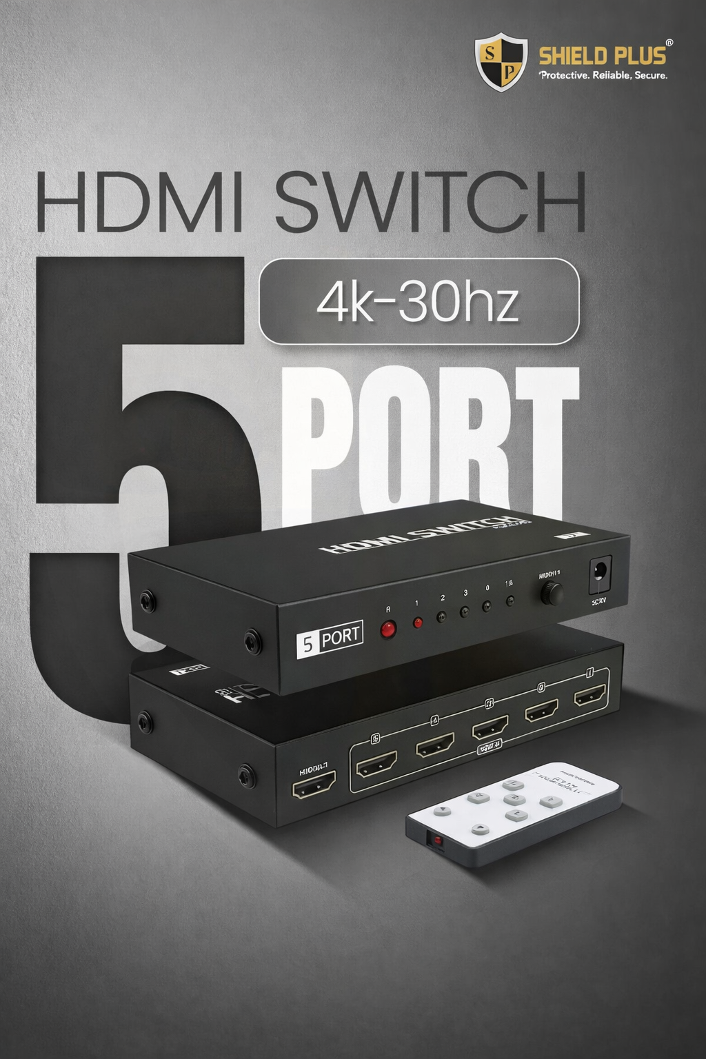 SP- HDMI SWITCH 5 PORT WITH REMOTE-METAL-4K- 30 Hz