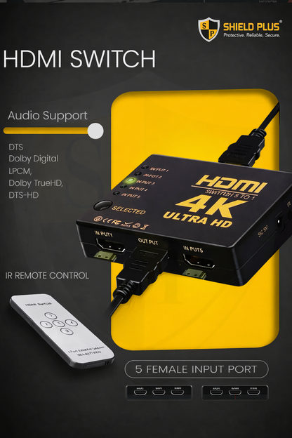 SP- HDMI SWITCH 5 PORT WITH REMOTE-1080P