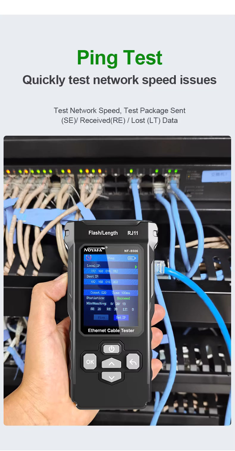 SP- 8506 NETWORK CABLE TESTER WITH IP,POE & WIRE TRACKING