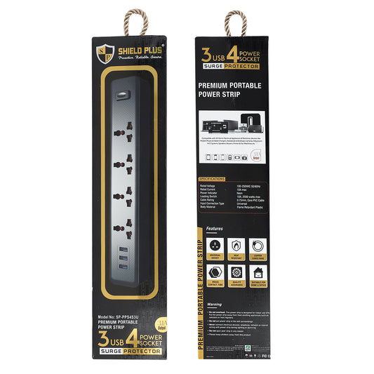 SP- 4 SOCKET POWER STRIP WITH 3 USB (IMPORTED)
