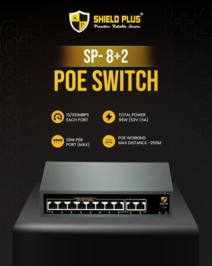 SP- 8+2 POE SWITCH - 96W (100 MBPS)