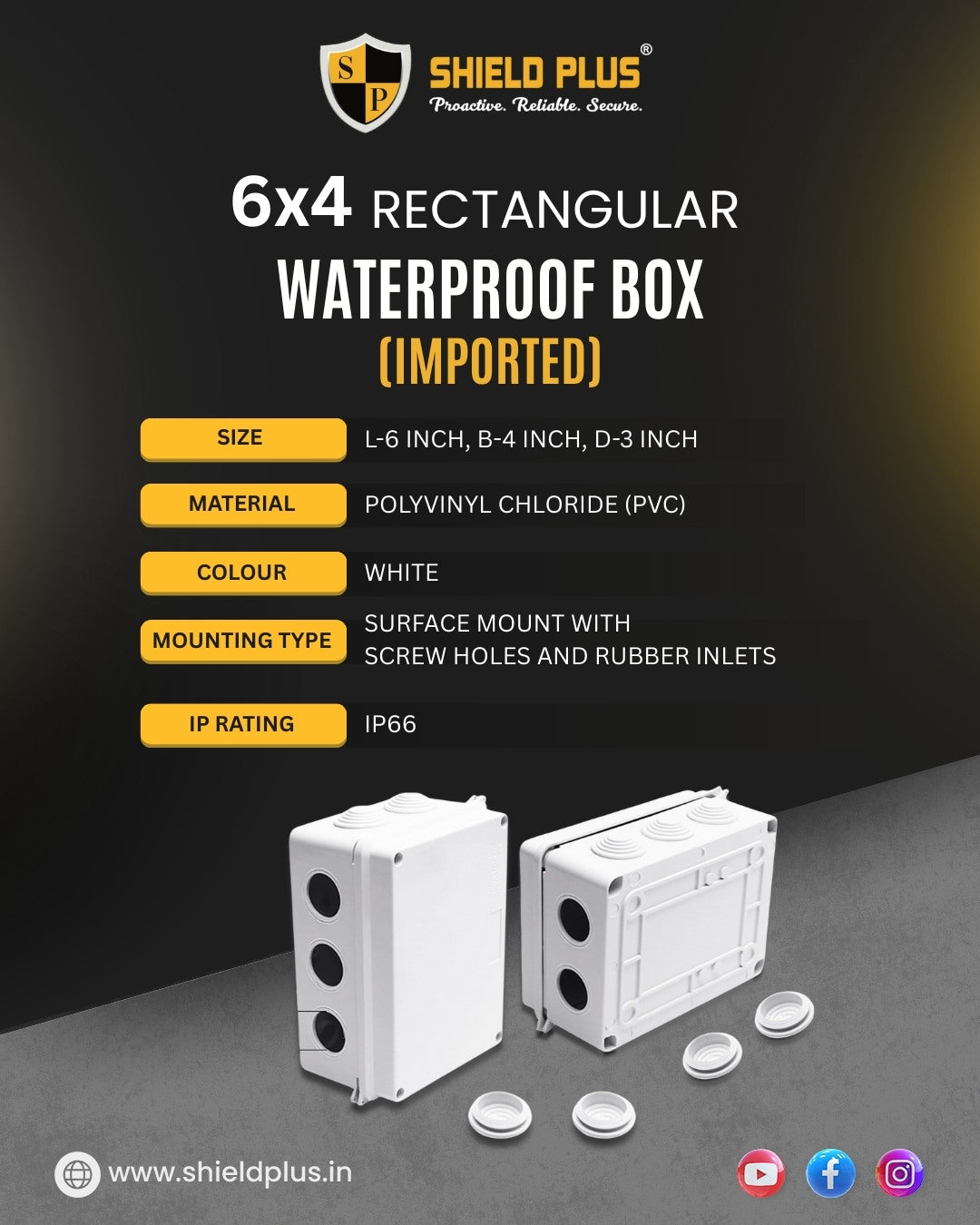 SP-6*4 RECTANGULAR WATERPROOF BOX (IMPORTED) – Shield Plus