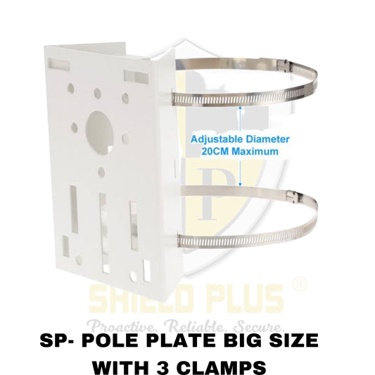 SP-POLE PLATE BIG WITH 3 METAL CLAMPS