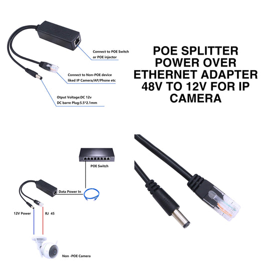 SP- 48V To 12V POE SPLITTER CABLE