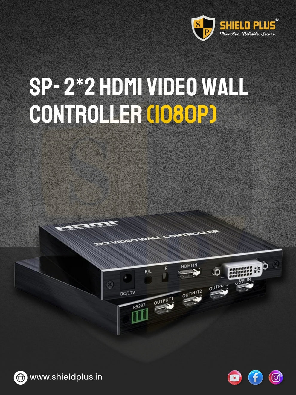 SP- 2*2 HDMI VIDEO WALL CONTROLLER (1080P) – Shield Plus