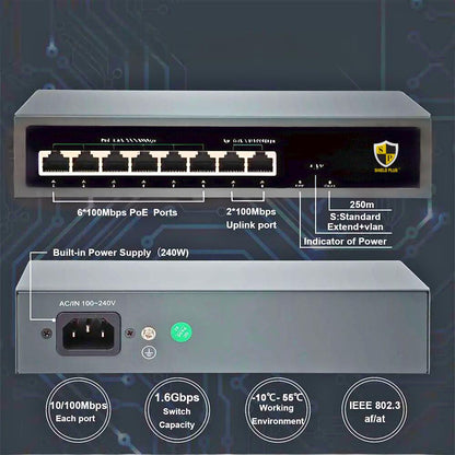SP-6+2 POE SWITCH-78W (100 MBPS)