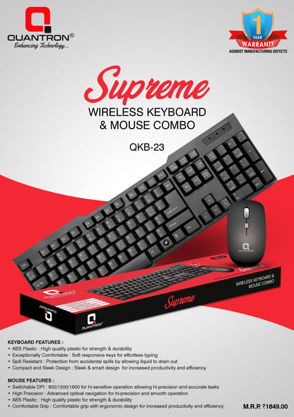 QKB-23 SUPREME WIRELESS KEYBOARD & MOUSE COMBO