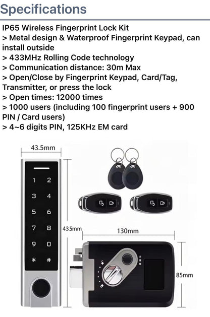 SP- IP 65 WIRELESS FINGERPRINT LOCK