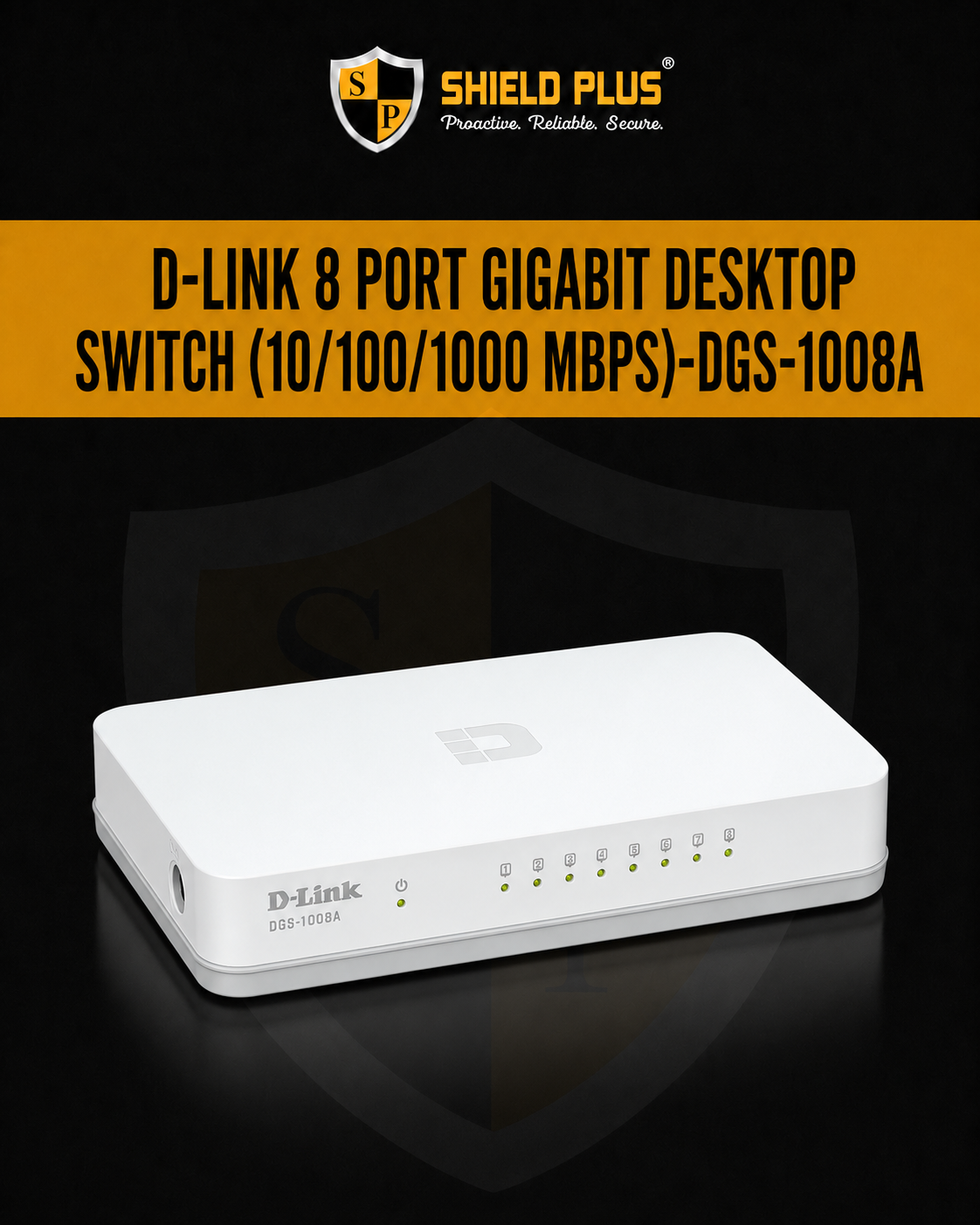 D-LINK 8 PORT GIGABIT DESKTOP SWITCH (10/100/1000 MBPS)-DGS-1008A