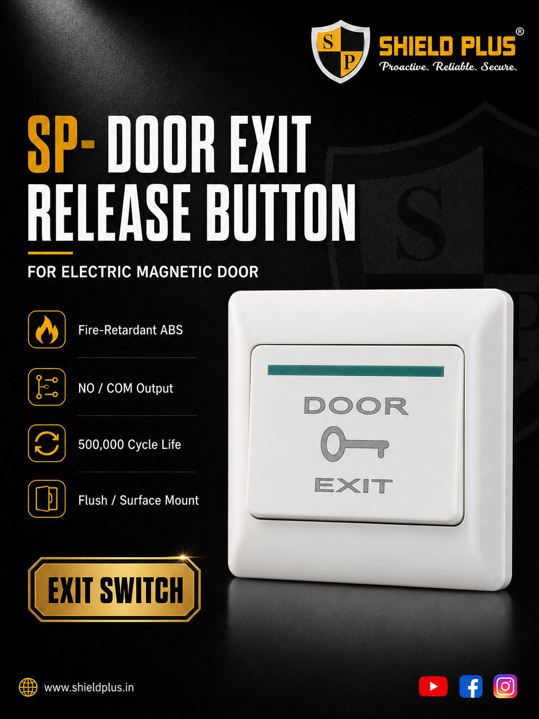 Door Exit Release Button Switch For Electric Magnetic Door