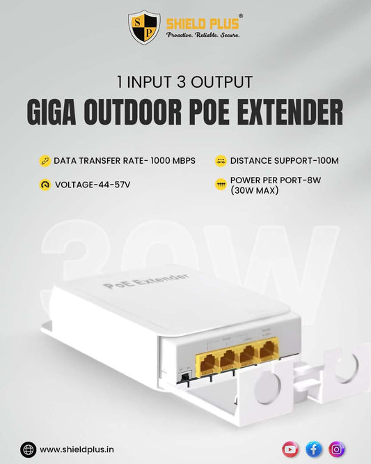 SP-GIGA OUTDOOR POE EXTENDER 1 INPUT 3 OUTPUT