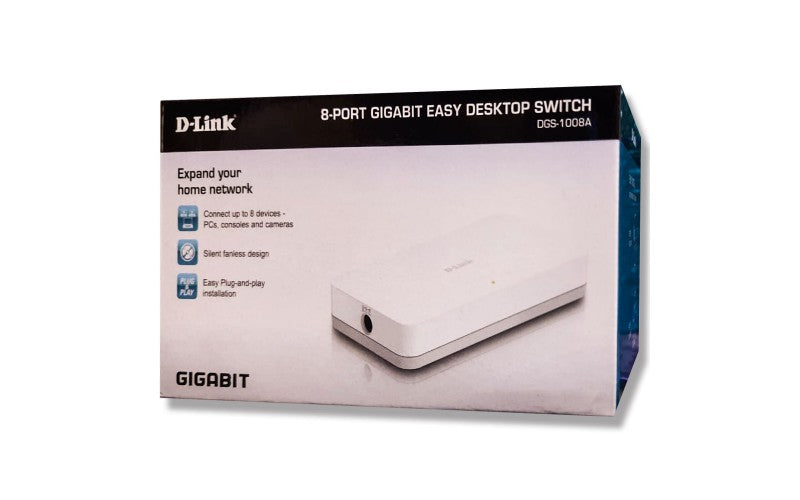 D-LINK 8 PORT GIGABIT DESKTOP SWITCH (10/100/1000 MBPS)-DGS-1008A