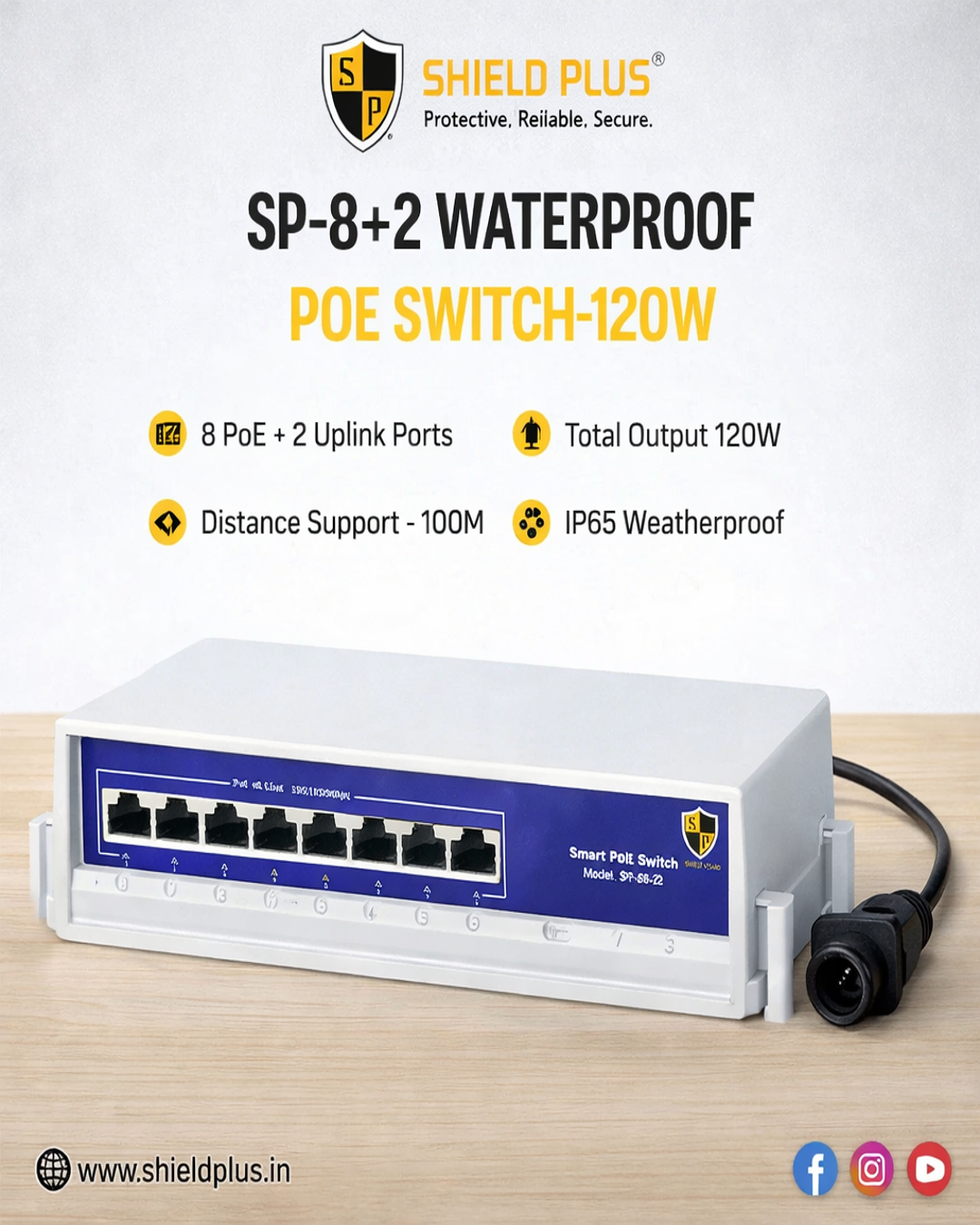 SP-8+2 WATERPROOF POE SWITCH-120W